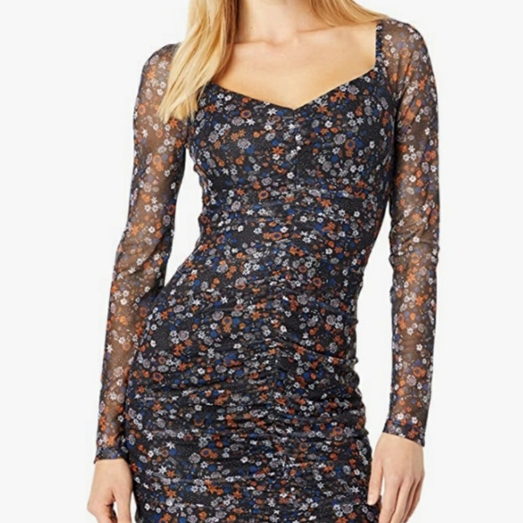 BCBGeneration Dresses & Skirts - BCBGeneration Dark Mesh Floral Mini Dress | 8